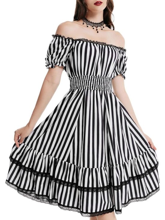 Scarlet Darkness Dresses & Skirts - Scarlet Darkness Corset Dress for Women Summer Square Neck Dresses- Black White